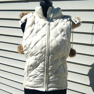 NWT Ann Taylor Loft Eggshell white winter vest bomber jacket